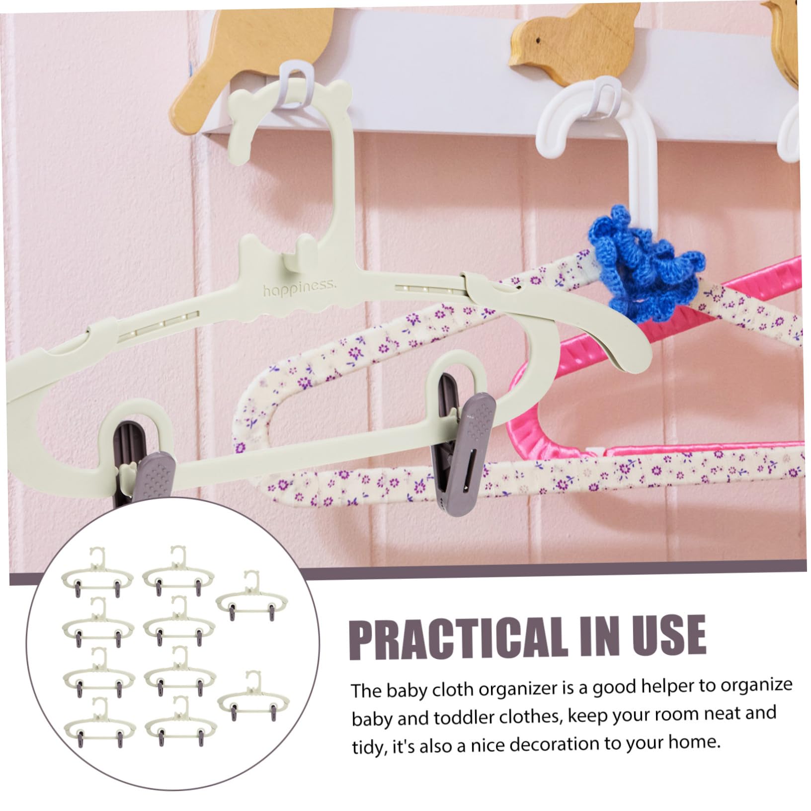 Percha de Plástico para Bebés Ajustable y Retráctil, 10 Unidades