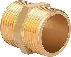 Double Nipple 1 Inch Brass Outer Thread, Double Male Threaded Pipe Joint nutmanel with Hexagon AG/AG 1 Piece for Pipe Fitting