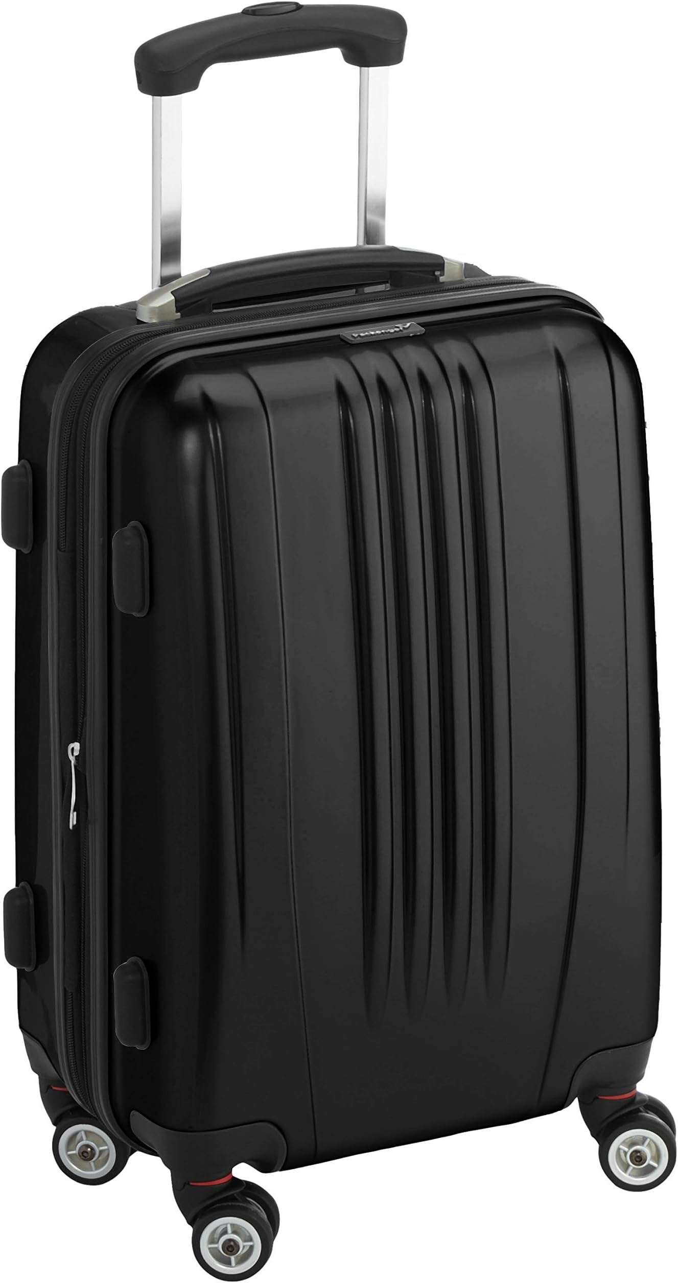 Premium suitcase, trolley, hard case, Stone, size M, in black. 58.5x40x26cm