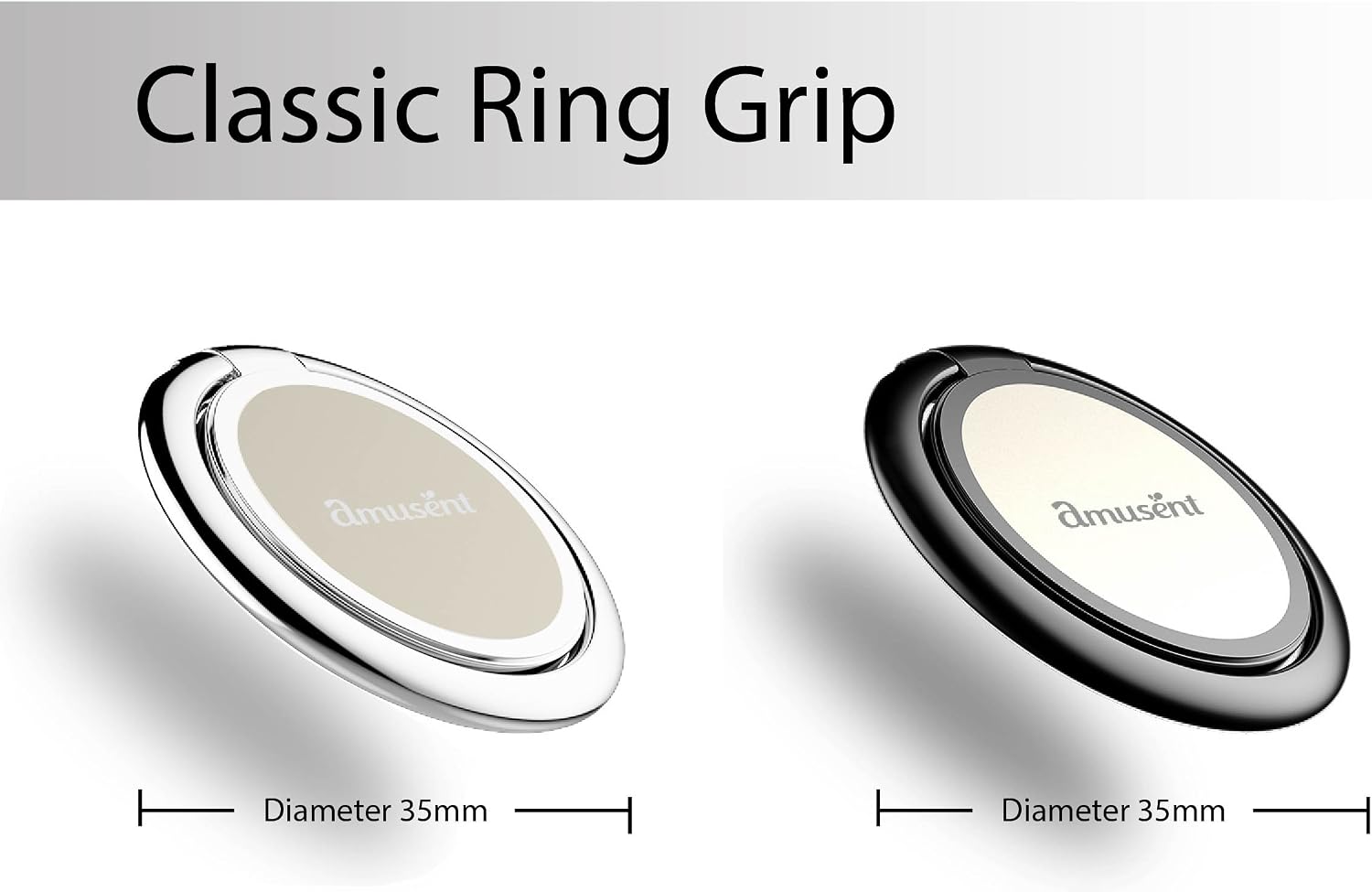 Phone Ring Holder, 2 Pieces, Ring Grip, Universal Grip Finger Grip Car Mount Phone Ring Grip for iPhone 7 7s Plus Galaxy S8 S8 Plus LG Smartphones and Tablets (Silver & Dark Grey)