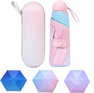 TIME LOVERMini Windproof Folding Travel Umbrella, Sun & Rain Umbrellas, Compact Portable for Women Men Multiple Colors
