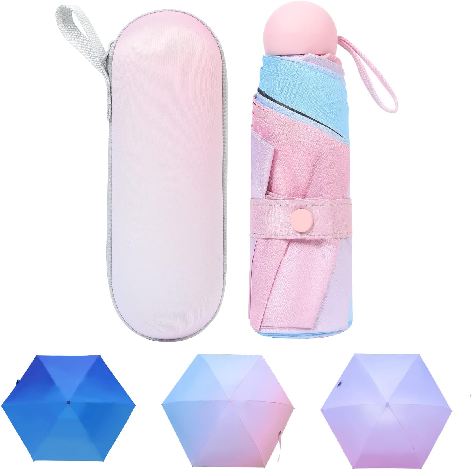 Mini Windproof Folding Travel Umbrella, Sun & Rain Umbrellas, Compact Portable for Women Men Multiple Colors
