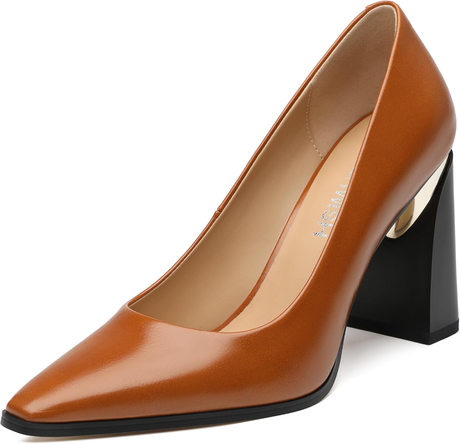 ROSERWISH High Chunky Block Heels for Women, Closed Pointed Toe Slip-On Pumps, Retro Vintage Style, 3.5" Comfortable Dress Shoes for Party, Work, Office, Prom & Wedding