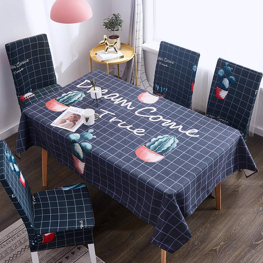 Nappe rectangulaire anti-tache et housses de chaise Bonsai Cactus