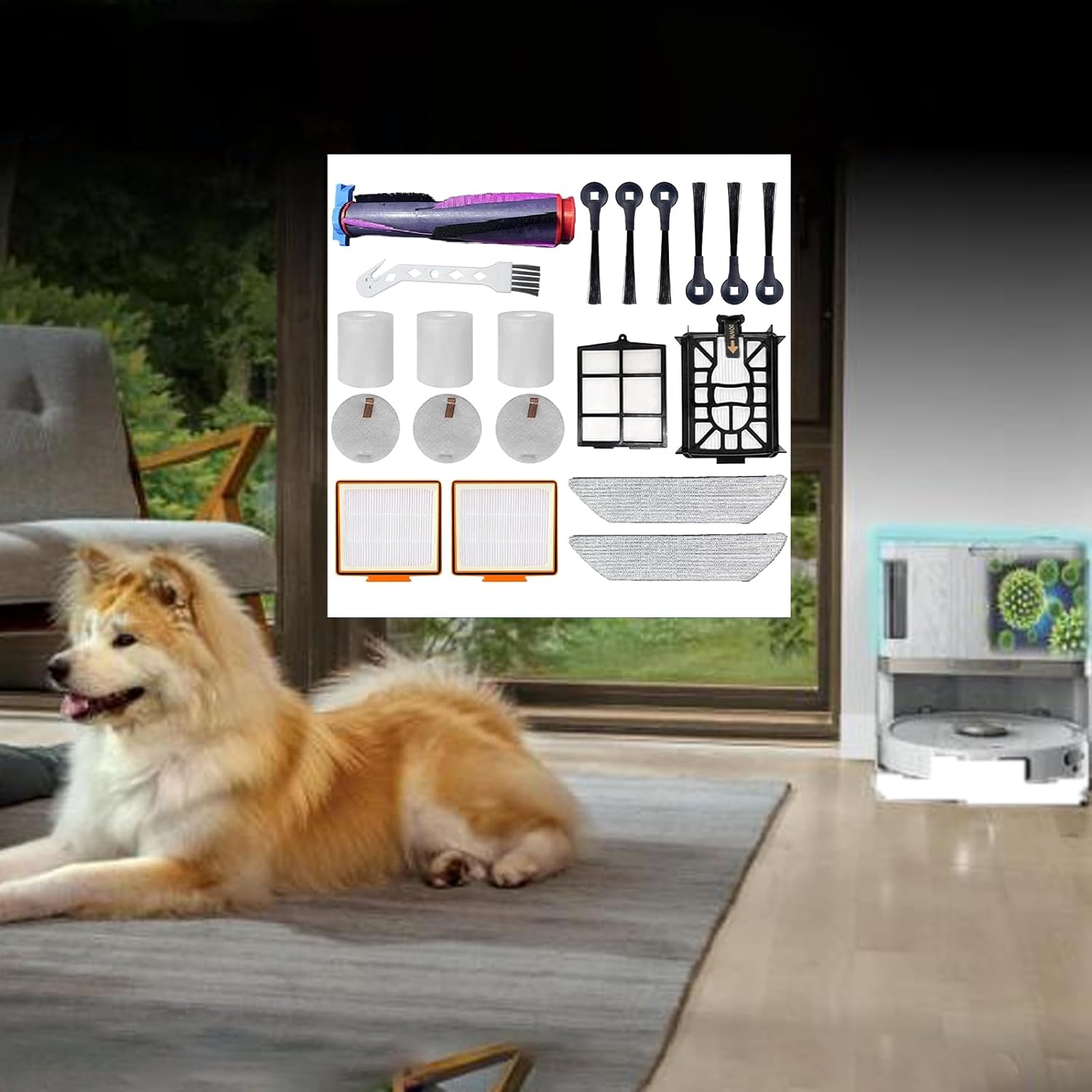 Replacement Parts for Shark AV2800ZE RV2820YE RV2820ZE AV2820S AV2820XEUS AV2820AE AV282BVEUS RV2800AE RV2800S RV2800XTUS RV2800AECA Vacuum Cleaner,Main Brush Side Brush Filters Foam Filter Mop Pads