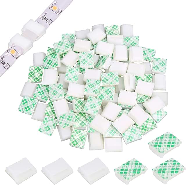 PETKNOWS 80 PCS Light Strip Mounting Clips White Self Adhesive Led Light...