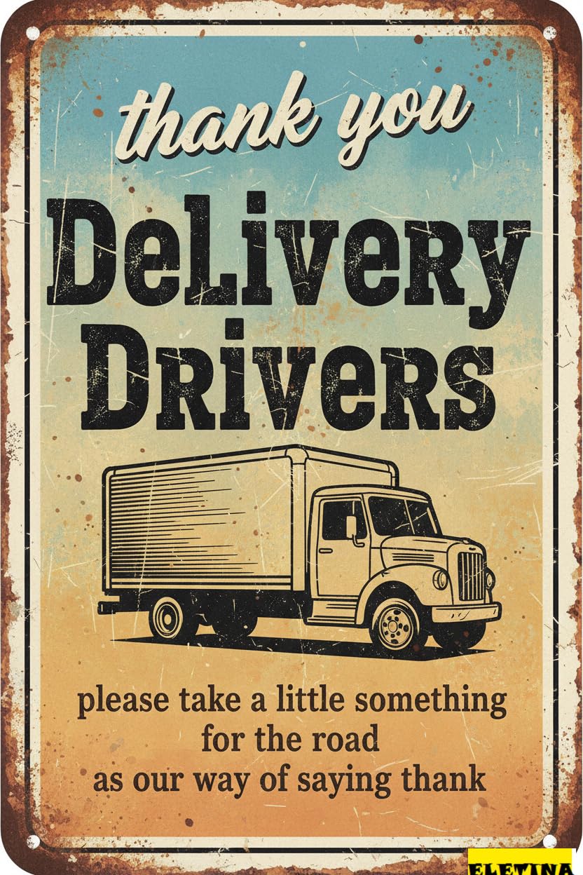Vintage Metal Tin Sign Thank You Delivery Driver Funny Decor Room Cafe Restaurant Office S Wall Decor 12x8 Inch