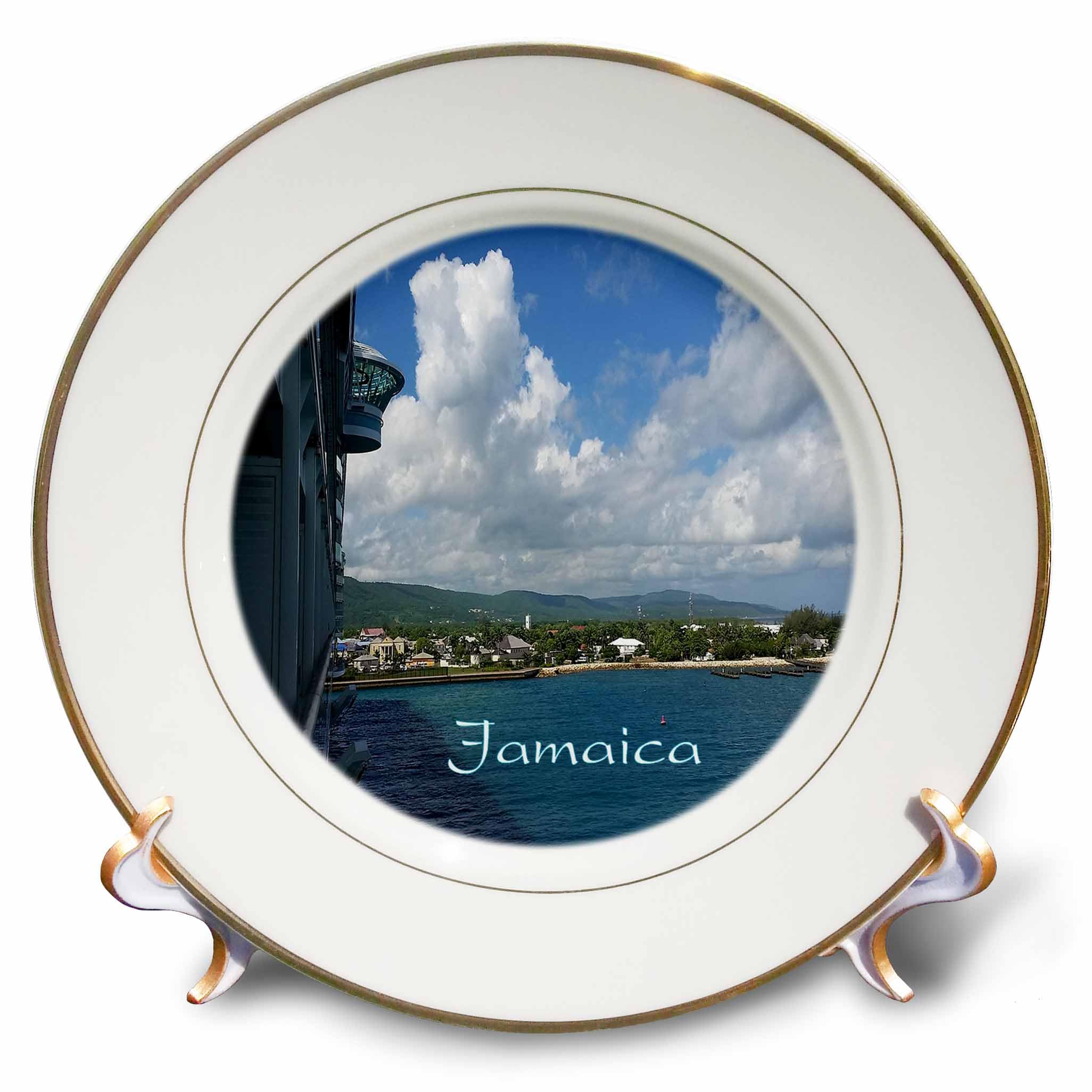 3dRose cp_253697_1 Image of View of Jamaica Shoreline from Cruise Ship Plate, 8