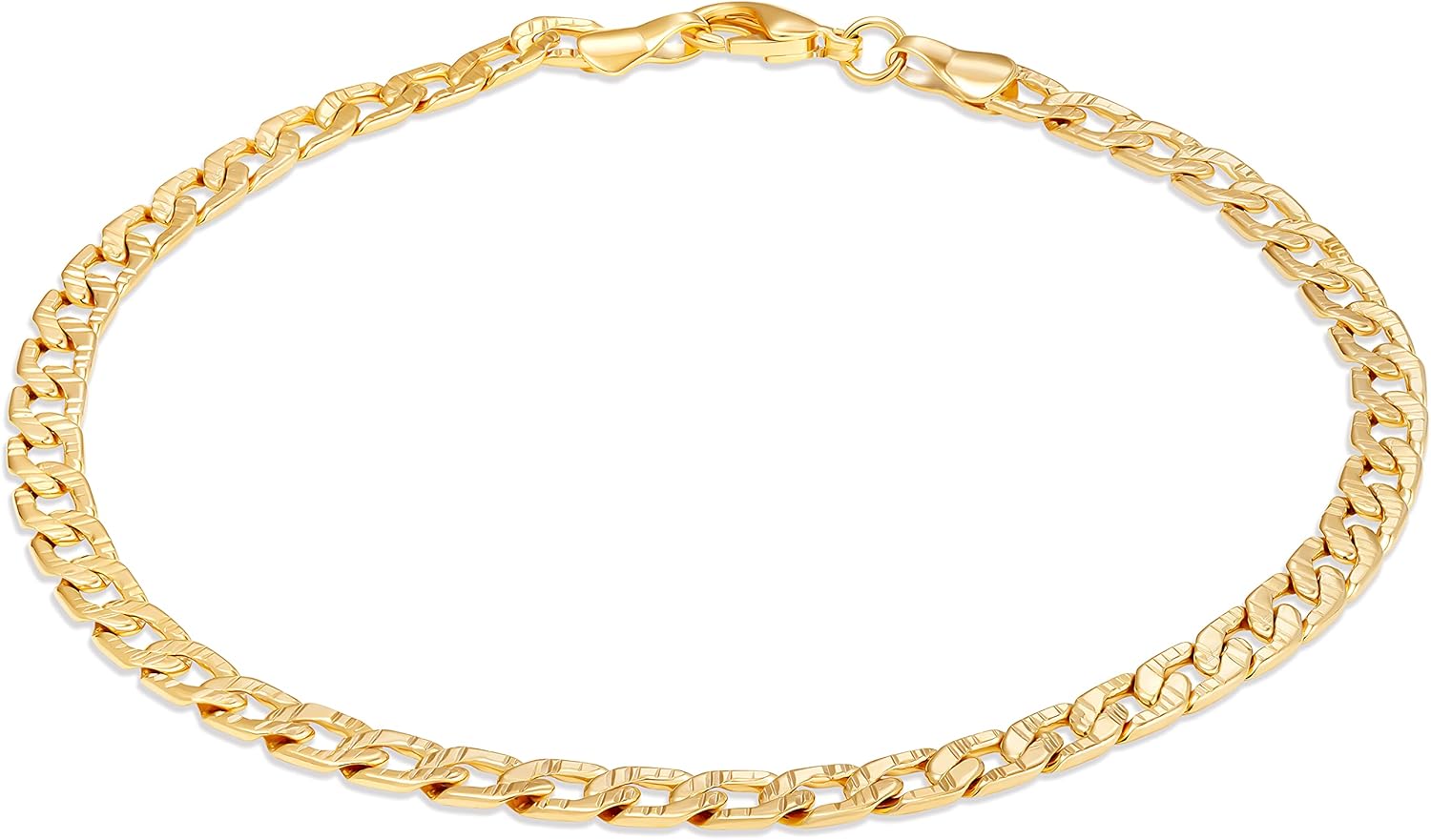Barzel 18K Gold Plated Pave Curb Anklet for Women, 10 Inches - Made In Brazil