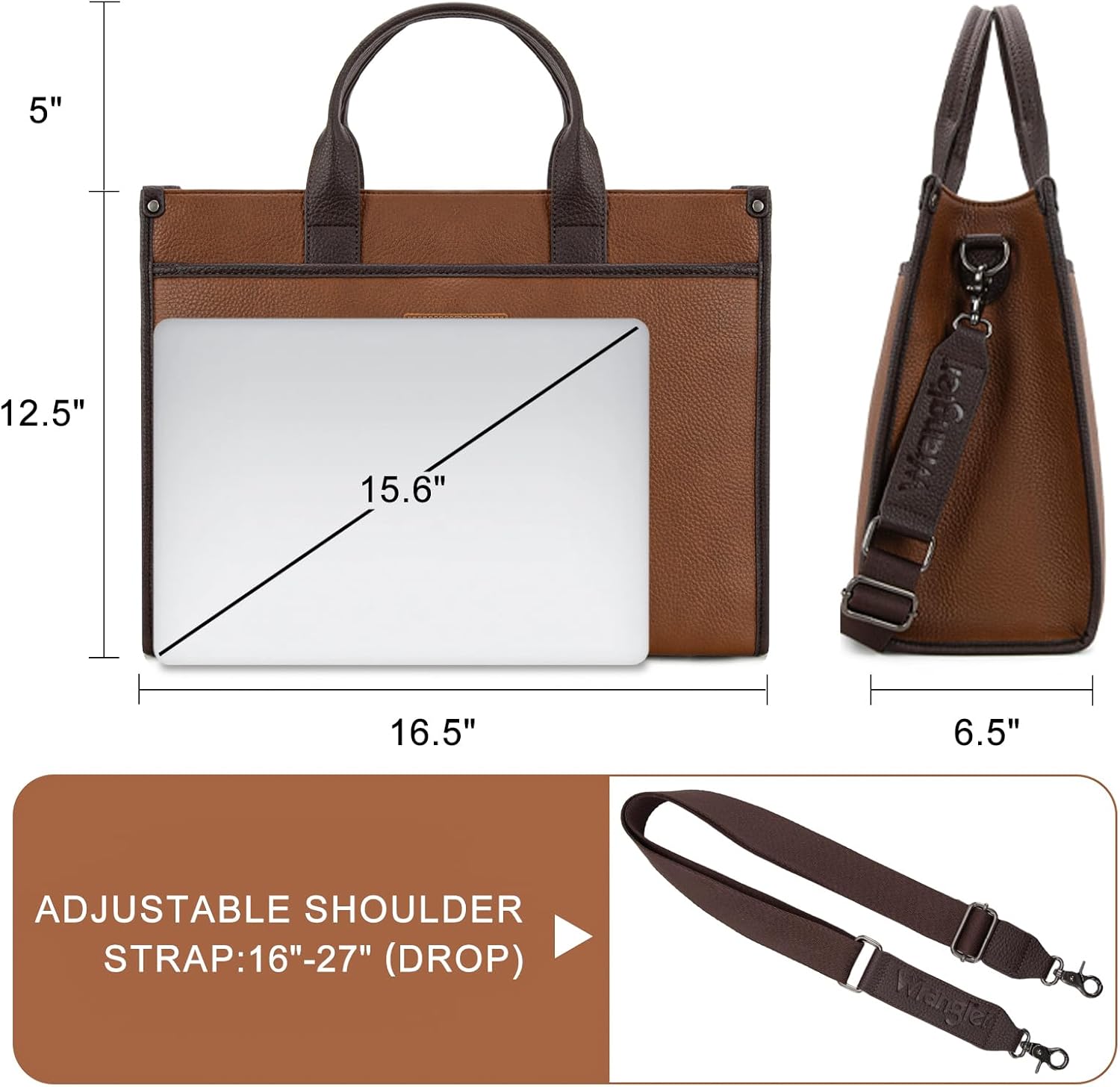 Wrangler Laptop Bag for Women 15.6 Inch Vintage Work Tote Bag for Business Briefcase Handbag with Adjustable Shoulder Strap - Image 5