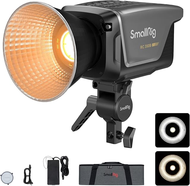 SMALLRIG RC 350B 350W Bi-Color COB Lampa wideo LED 115 000Lux @1m CRI 95+ TLCI 96+ 2700K-6500K Kamera Oświetlenie studyjne z mocowaniem Bowens Instrukcja obsługi i zdalne sterowanie przez - 3966