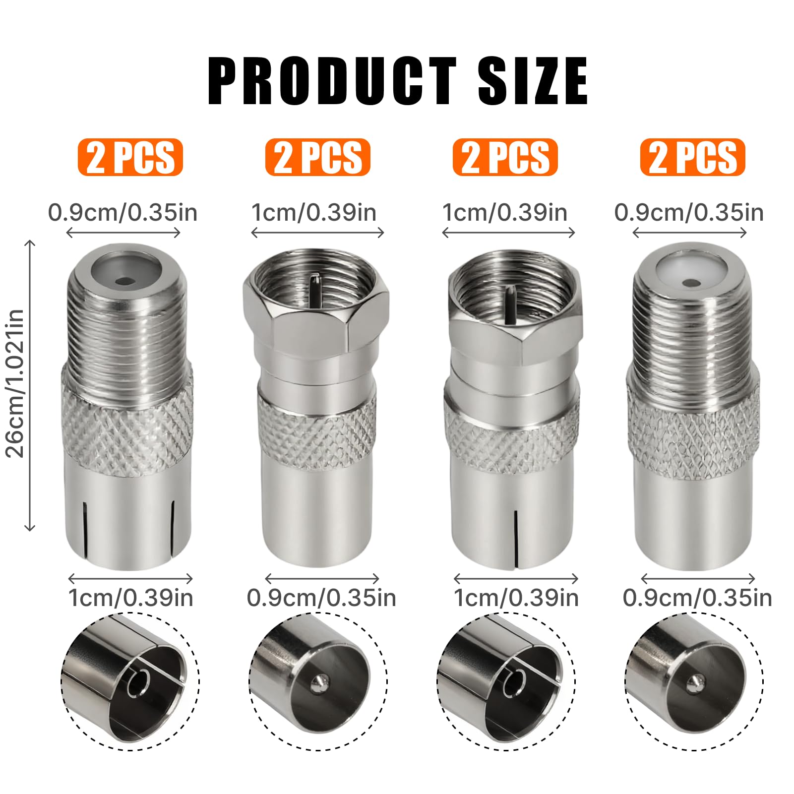 8 PCS Connecteurs Antenne TV Mâle/Femelle Kit, Adaptateur Antenne TV pour Câble SAT, Adaptateur Prise Multimédia, Raccord AntenneTV, Connecteur Coaxial Durable, Embout AntenneTV