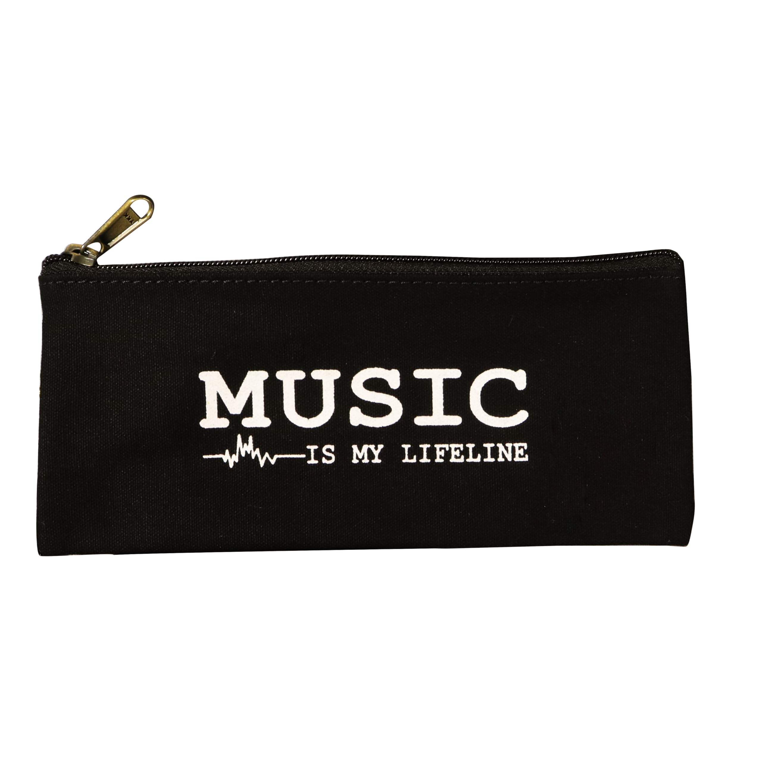 Spillbox Canvas Pouch School|Stationary |Pencil Case|Cosmetic|Travel|Toiletry|Money Purse|Multipurpose Pouch|Printed Designs|Metal Golden Zipper black (Music)