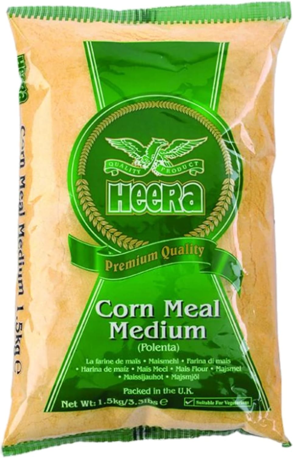 Heera Corn Meal Medium (1.5kg) (Pack of 1) - Kitchen Essentials - With High Fibre - Grocery and Pantry - Ready to Cook