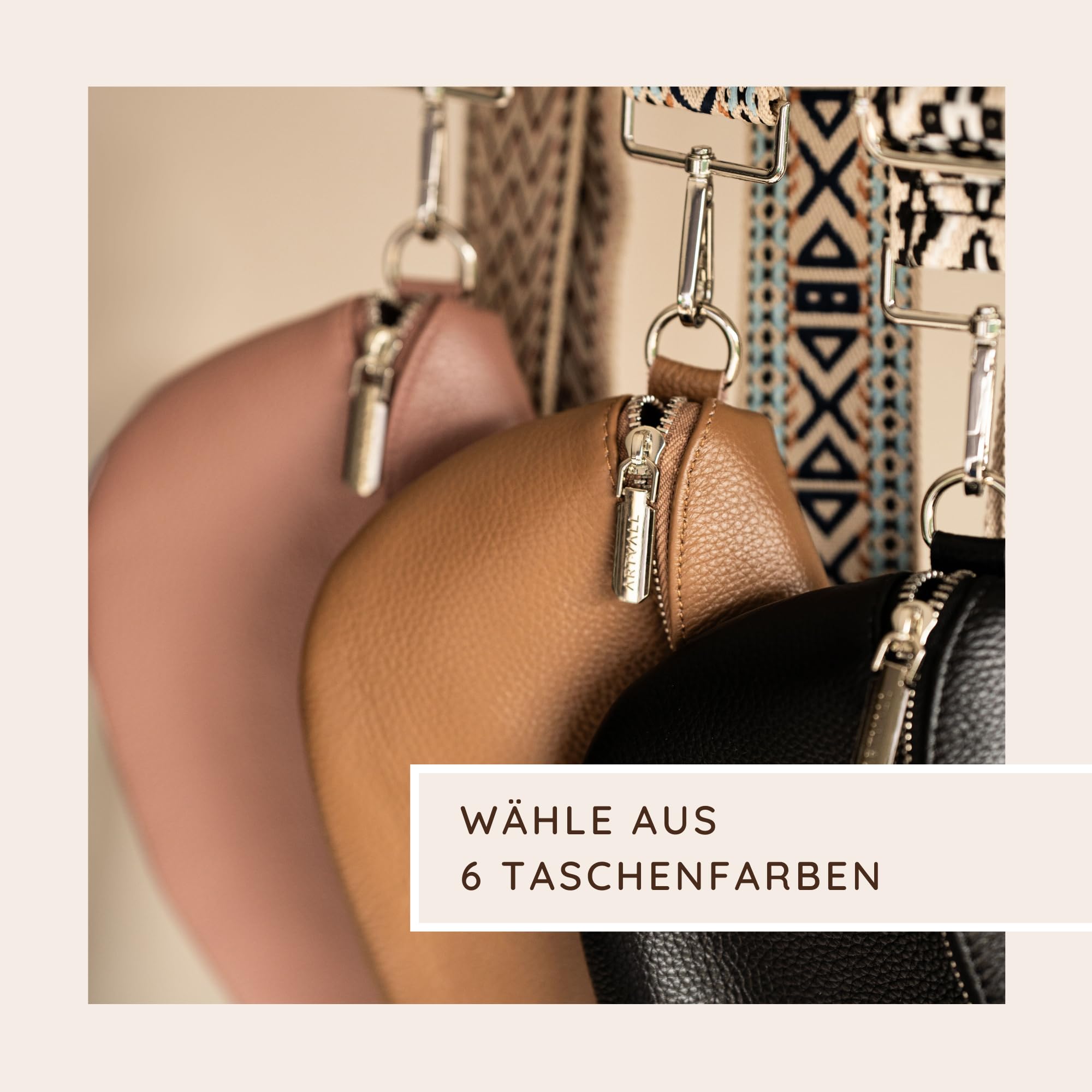 Umhängetasche Echtleder Tasche Handtasche Leder Bauchtasche Klein mit Schultergurt Design Taschenband abnehmbar verstellbares Riemen Crossbody Bag Echt Ledertasche Damen mit Reißverschluss
