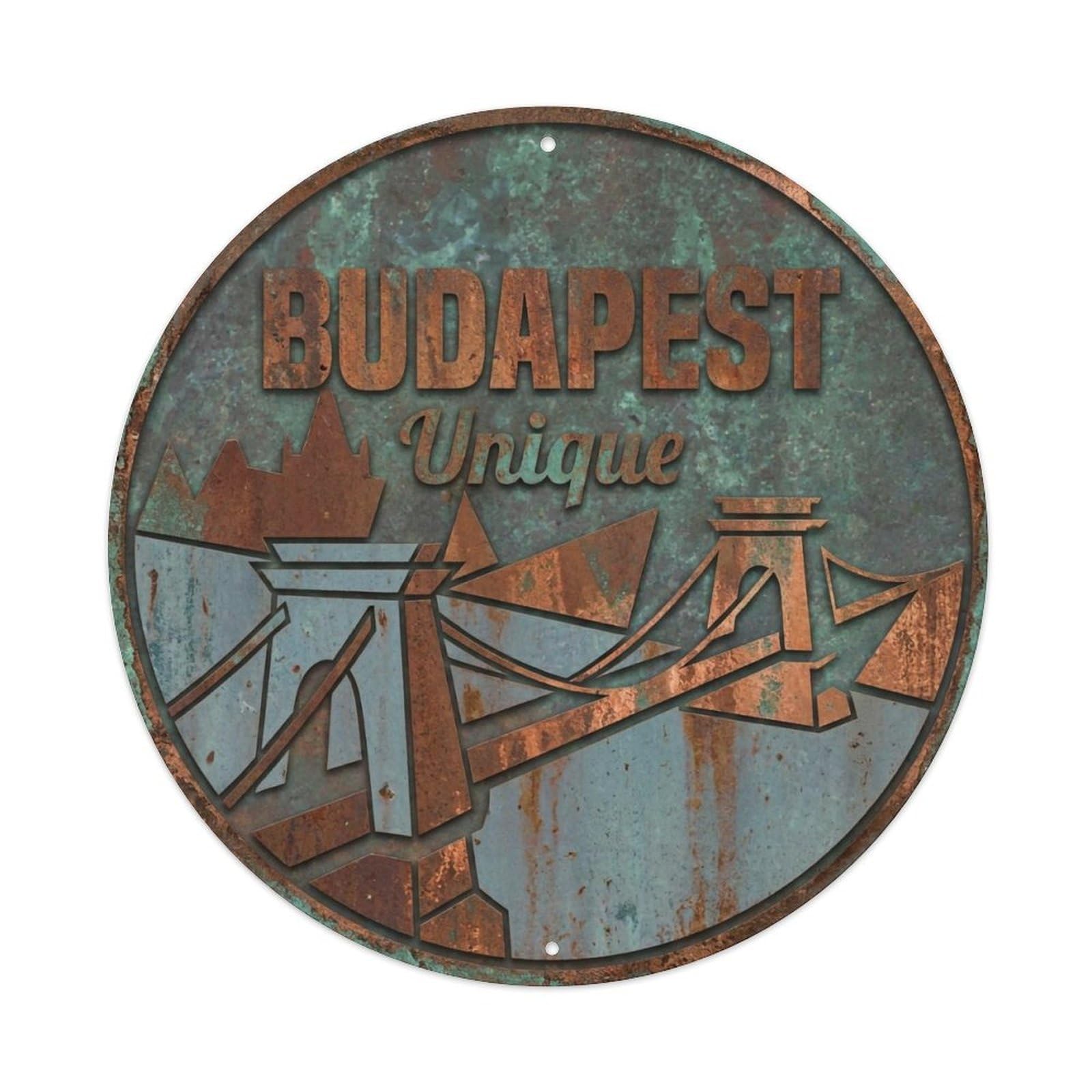 Vintage Travel Budapest Hungary Unique Vintage Metal Tin Sign Plaque