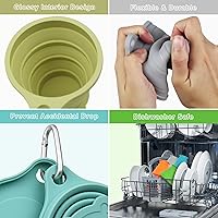 Vista 5 de IYYI Taza plegable para viajar, taza plegable de silicona, taza de camping con tapa, taza plegable para camping, senderismo, al aire libre, viajes