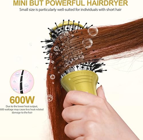 Miniatura 2 de DAN Technology Cepillo secador de pelo de doble voltaje, cepillo de aire caliente, cepillo secador de pelo de 2 pulgadas, barril ovalado iónico para