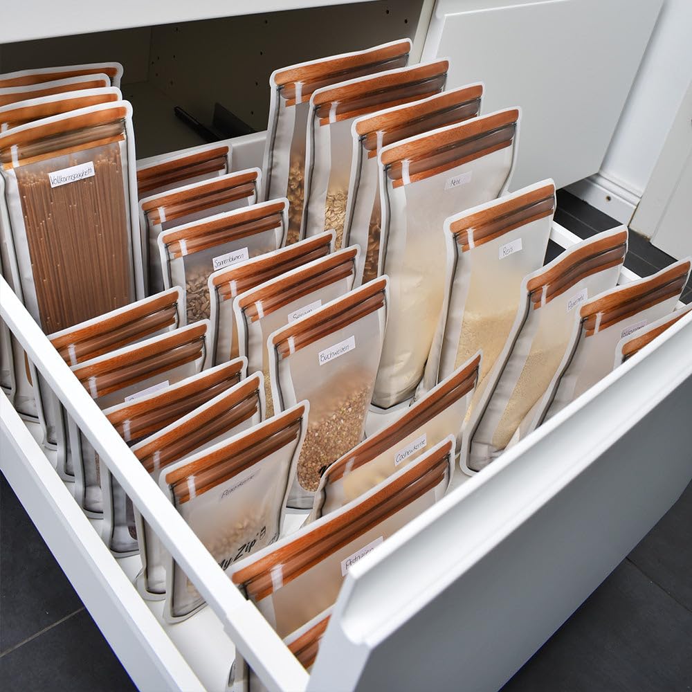 Original MyZip-Beutel (bunte Edition) – wiederverwendbare Aufbewahrungsbeutel in versch. Setgrößen – luftdicht, spülmaschinensicher & umweltfreundlich – ideal für Lebensmittel & Gefrierschrank (30)