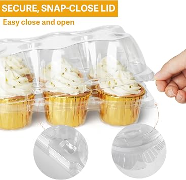 LotFancy 6 Count x 40 Sets Cupcake Containers, Clear Plastic Cupcake Boxes