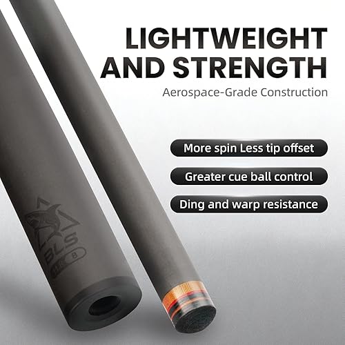 Miniatura 4 de Carbon Fiber Pool Cue, 58" Pro Taper Low Deflection Professional Pool Cue, 100% Carbon Fiber Shaft, 11.8mm 10 Layered Pigskins Cue Tip, Stainless