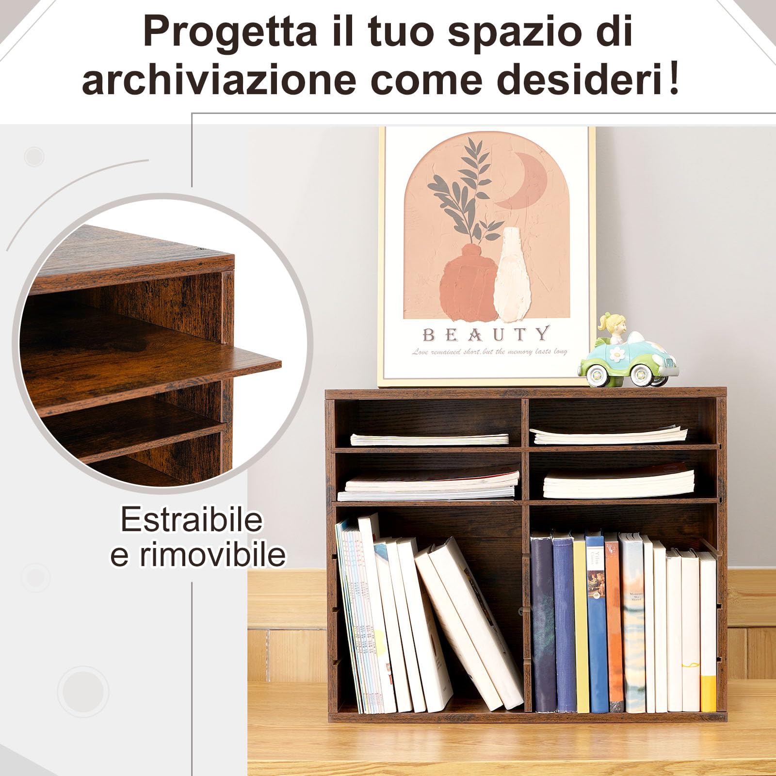 GUUSII HOME Porta Documenti Ufficio Scrivania Organizzatore Portadocumenti a4 Organizer Ufficio Portaoggetti Documenti Desk Organizer Vaschette Legno Cassettiera Con