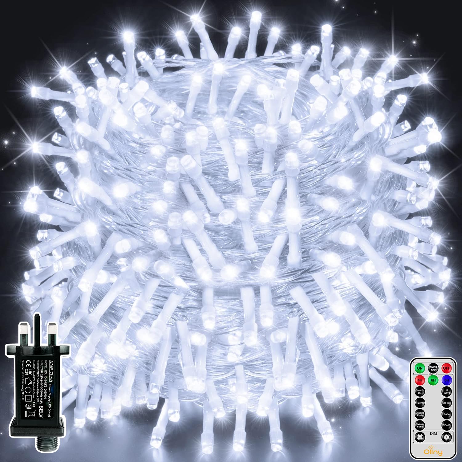 Ollny Women's Cool White Fairy Lights Mains Powered, 80M 800 Led Outdoor Lights, Waterproof Garden String Tree Light Plug In With Timer/8 Modes/Dimmable For Outside/Gazebo/Indoor/Window,