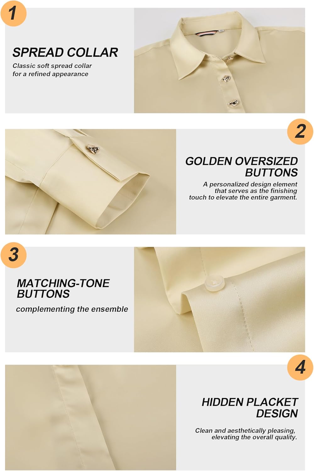 Damipow Satin Silk Button Down Shirts for Women Dress Shirts Long Sleeve Blouses Womens Shirts - Image 5