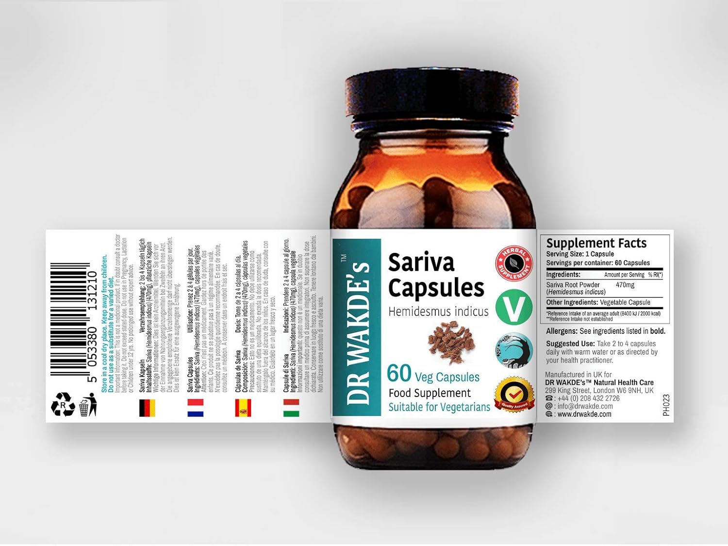 DR WAKDE'S Sariva Capsules (Hemidesmus indicus) I 100% Herbal I 60 Veggie Capsules I Ayurvedic Supplement - Image 4