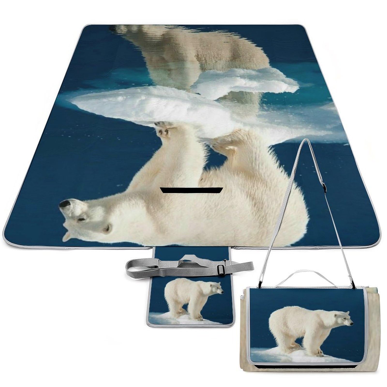 Couverture de pique-nique ours polaire imperméable - Tapis de camping portable pliable