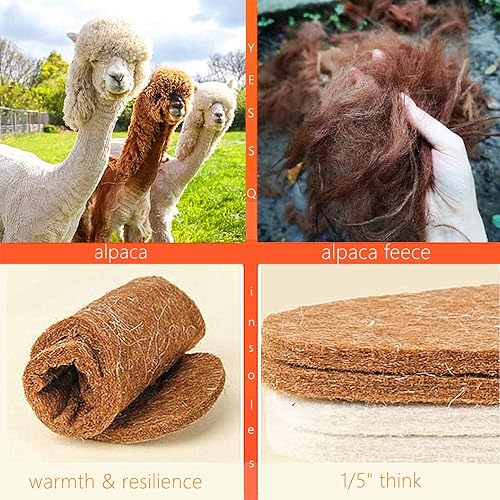 Miniatura 2 de Plantillas de botas cálidas de invierno de fieltro de lana de alpaca suave, inserto de fieltro de lana natural para hombres y mujeres, Marrón claro