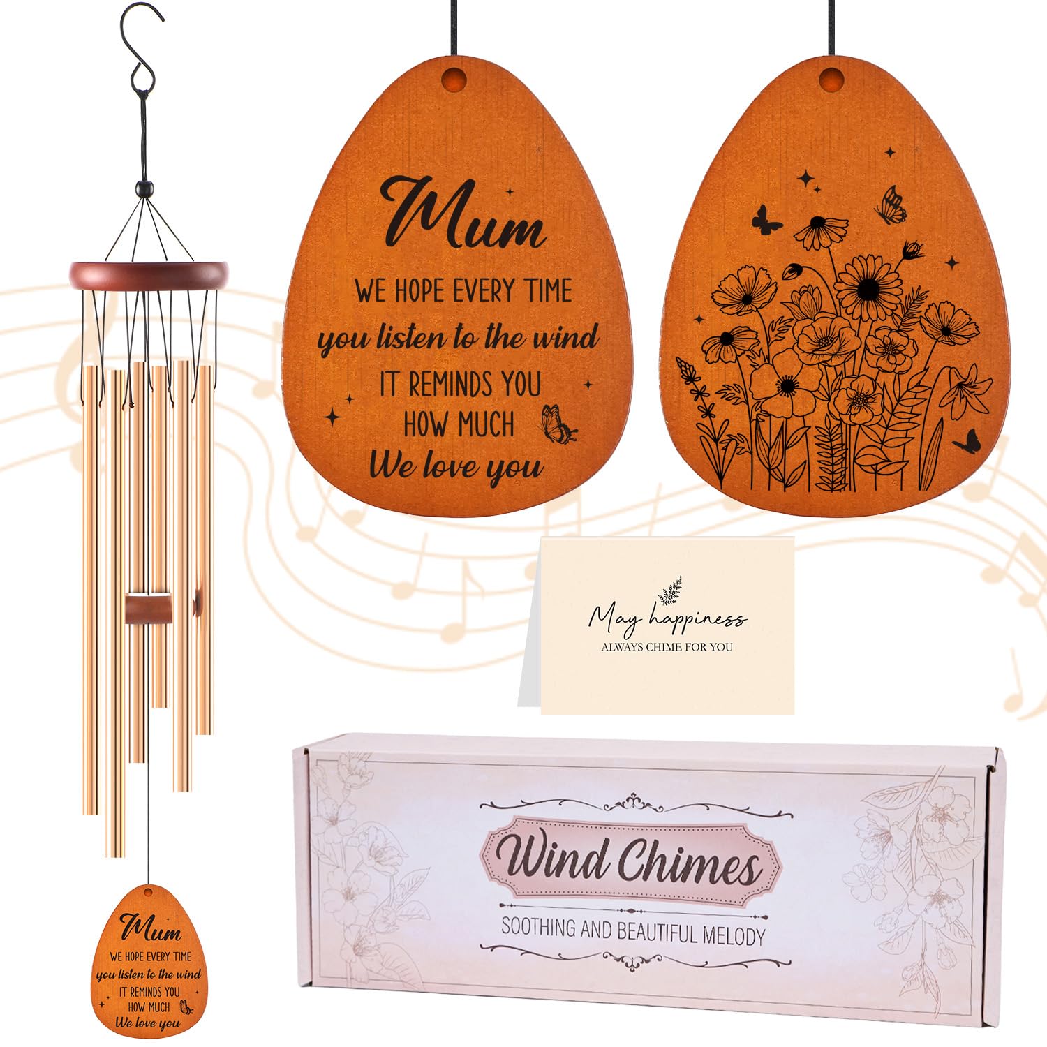 Wind Chimes Gift for Mum - Mum Wind Chimes from Daughter Son Mother Gift for Birthday Mother's Day Love Reminder Gifts for Indoor Outdoor Garden Patio Decor