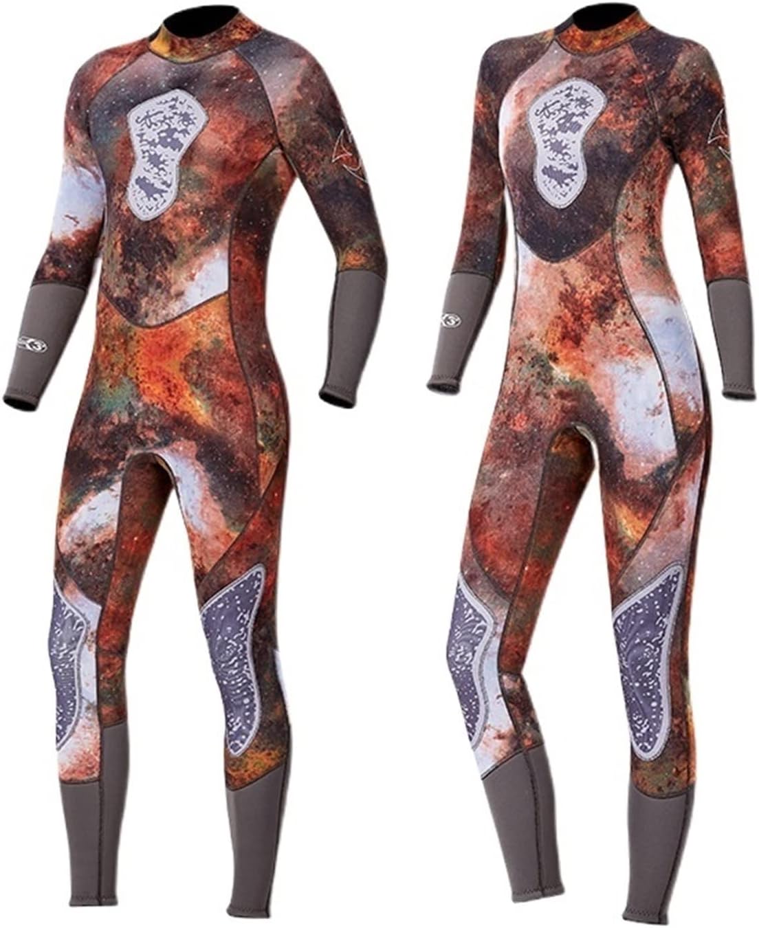 VELPEN Wet Suit Women Wetsuit Long Sleeve Neoprene Full Body Diving Suit With Pattern Spearfishing Diving Wet Suits (Color : Multi-colored, Size : L)