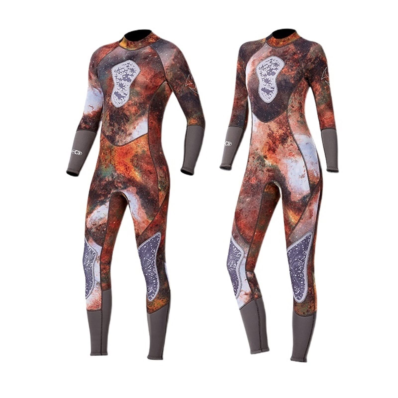 VELPEN Wet Suit Women Wetsuit Long Sleeve Neoprene Full Body Diving Suit With Pattern Spearfishing Diving Wet Suits (Color : Multi-colored, Size : L)