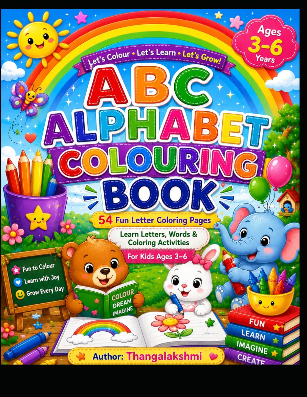 ABC ALPHABET COLOURING BOOK: 54 Fun Letter Coloring Pages | Learn Letters, First Words, and Early Learning Activities