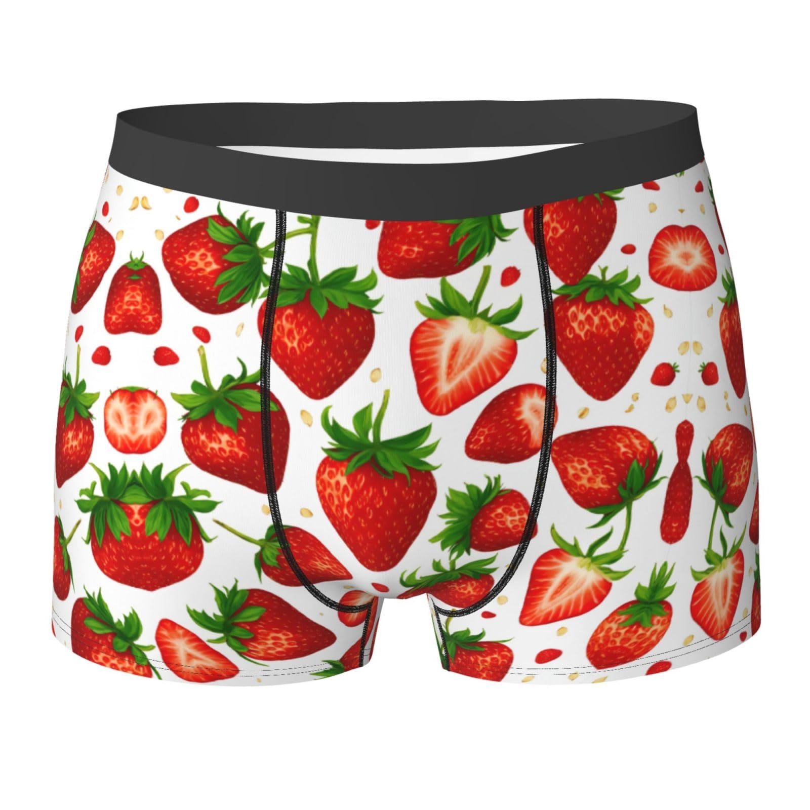 EdWal Strawberry print Soft Men's Underwear Boxer Briefs Comfortable Underwear Boxer Briefs for Men 1Pack