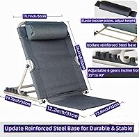 Vista 3 de Jarler Respaldo de cama ajustable – Soporte de respaldo de cama plegable elevador, asiento de lectura, playa, cuña plegable de 6 grados