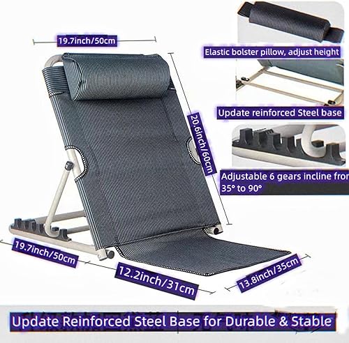 Miniatura 3 de Jarler Respaldo de cama ajustable – Soporte de respaldo de cama plegable elevador, asiento de lectura, playa, cuña plegable de 6 grados para