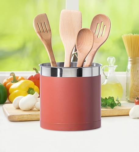 Vista 11 de OGGI Soporte para utensilios jumbo de acero inoxidable, organizador de utensilios de 7 pulgadas, base pesada para estabilidad, organizador