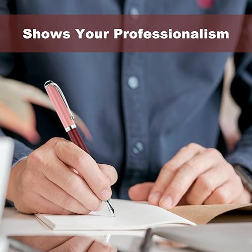 Vista 9 de cobee Plumas estilográficas de metal con 10 cartuchos de tinta negra, pluma estilográfica de punta fina de 0.020 in, escritura suave, pluma de Verde