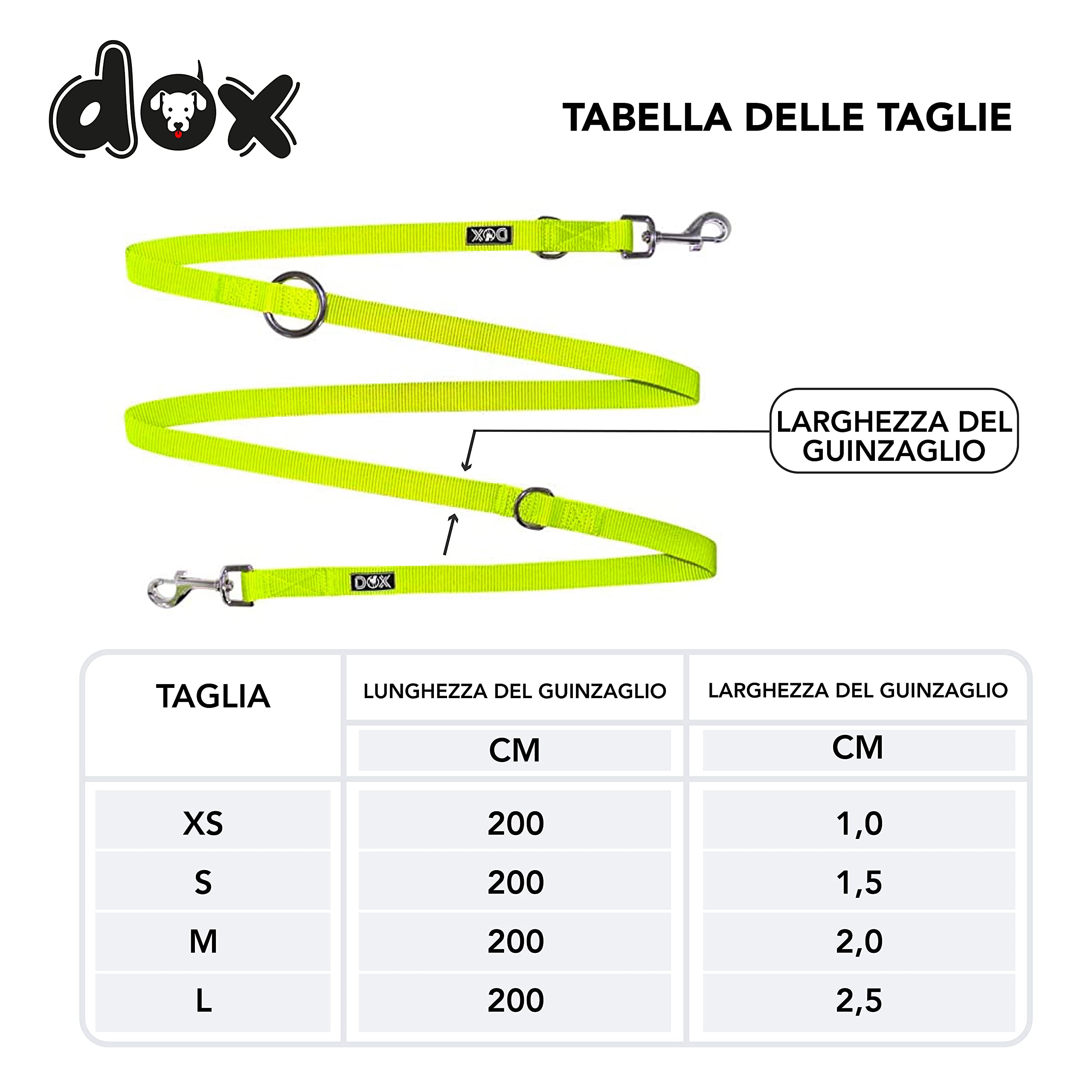 DDOXX, guinzaglio in nylon premium, per cani di taglia grande, media, piccola, in diversi colori e dimensioni, flessibile -
