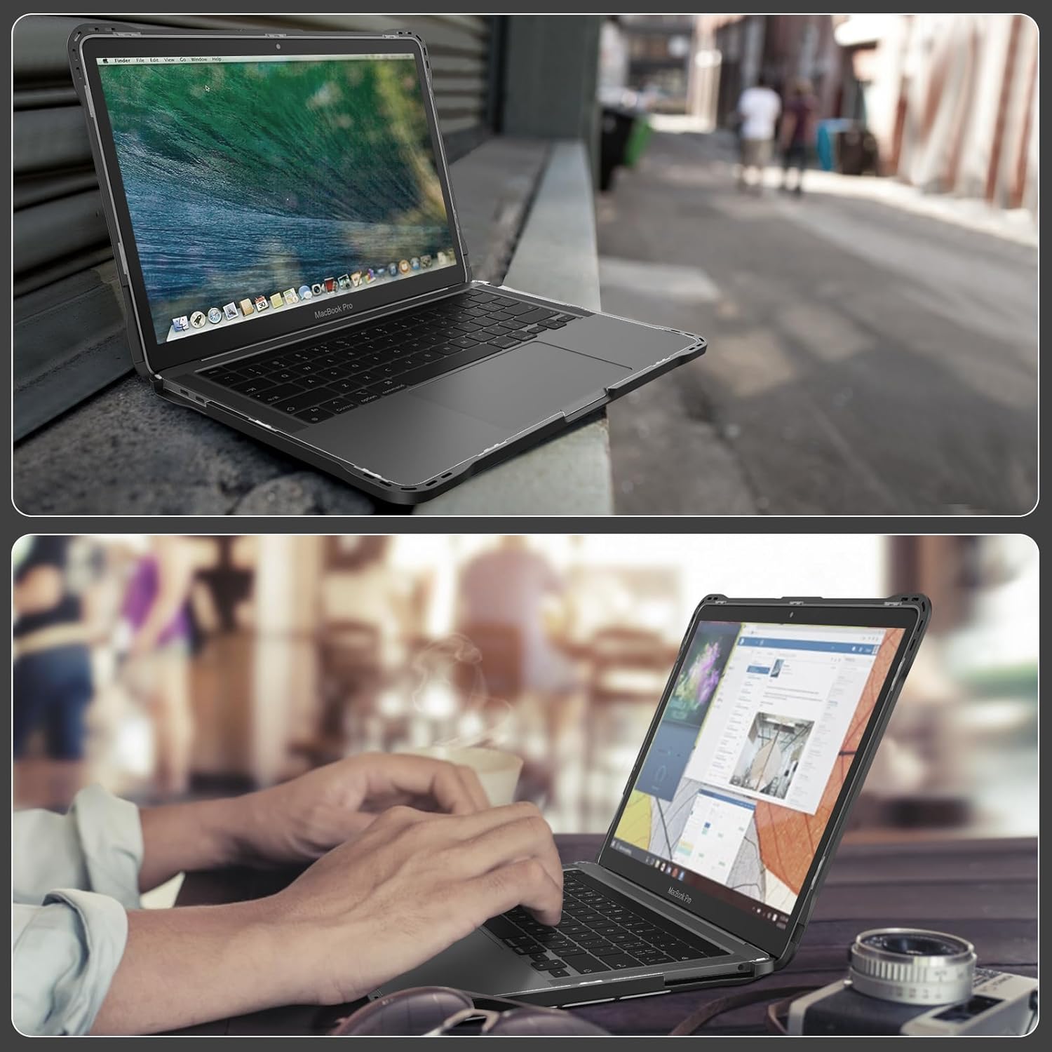 Fintie Case for MacBook Pro 13 Inch A2338(M2 M1) A2251 A2289 A2159 A1989 A1706 A1708 (2016-2023) - Heavy Duty Hard Shell Cover with TPU Bumper for MacBook Pro 13 with/Without Touch Bar, Glittering