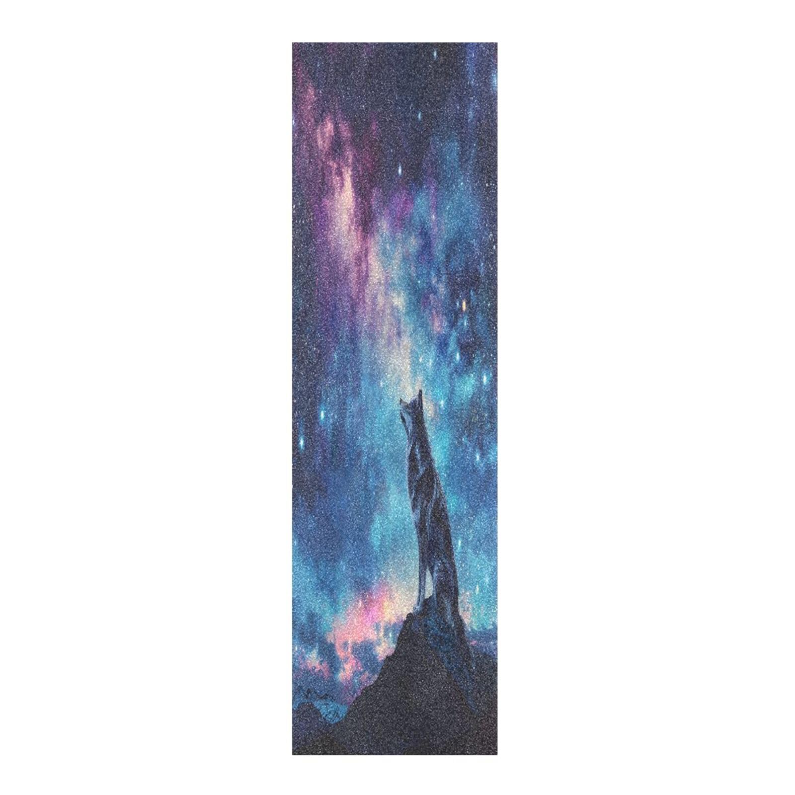 CEBUGI Wolf Skateboard Grip Tape 44x10in Waterproof Tear-Proof Longboard Grip Tape Bubble Free Non-Slip Scooter Grip Tape for Girls Boys