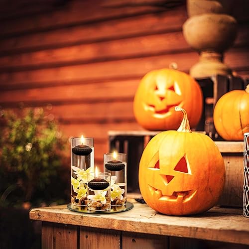 Miniatura 6 de Paquete de 12 velas flotantes negras de 3 pulgadas, velas sin perfume de 10 horas sin goteo para jarrones cilíndricos, centros de mesa en bodas,