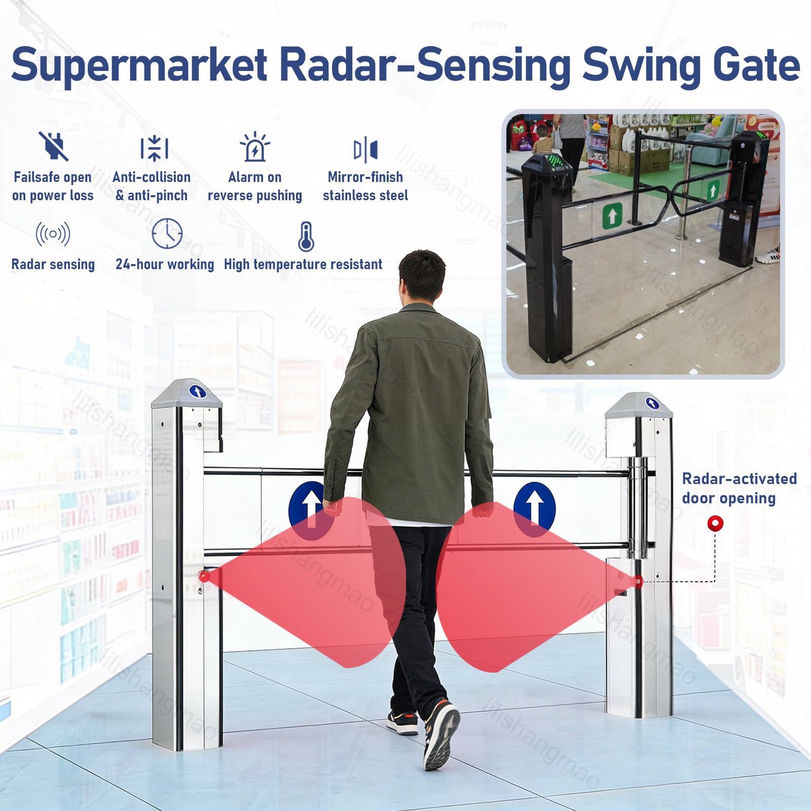 Puerta con Sensor De Radar: Barrera Automática Unidireccional, con Rango De Detección Y Ajuste De Velocidad, para Entradas De Alta Demanda, con Alertas De Voz, para Lugares Públicos A