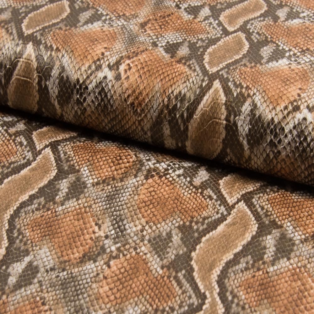 STOFFBOOK D585 - Tela de piel de serpiente, por metro, a partir de 2 m, color marrón