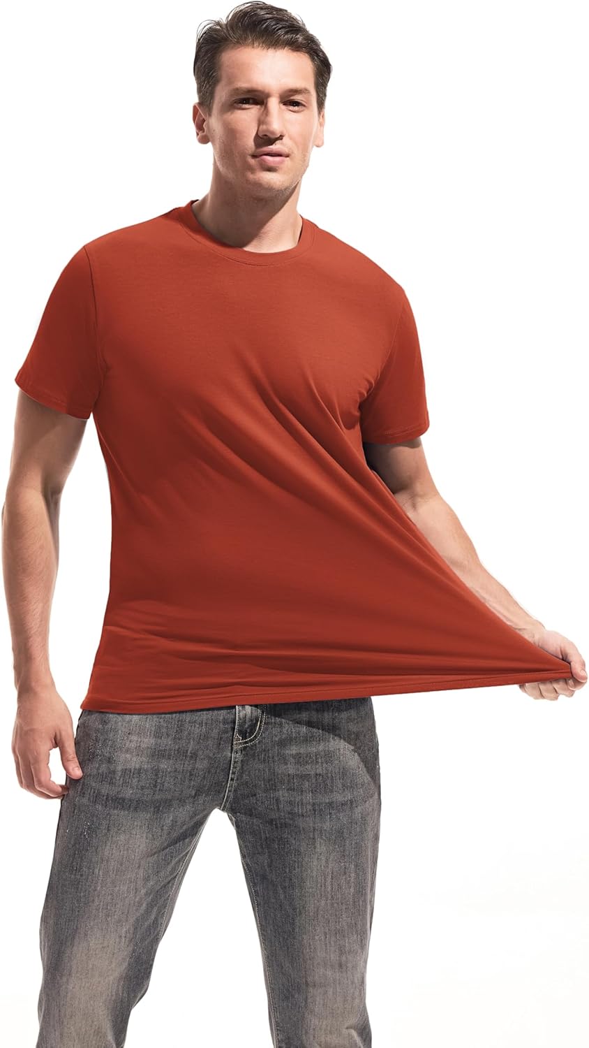 VEIISAR Mens T Shirt - Short Sleeve Crew Neck Soft Fitted Elastic Tees Fresh Classic Tshirts Color 20+ - Image 2