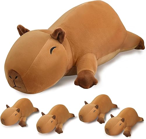 SQEQE Peluche de Capybara de peluche, linda mamá Capybara con 4 bebés sorpresa, juguete de animal suave para Navidad, San Valentín, regalos de