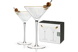 Viski Meridian - Crystal Martini Glasses - Stunning Art Deco Stemware