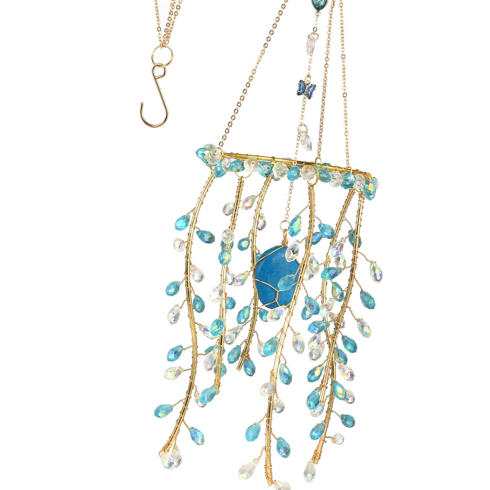 Crystal Suncatchers Window Hanging Branch Shape Sun Catchers Hanging Rainbow Makers Wind Chimes for Yard Garden Ornament Wind Chimes for Outside